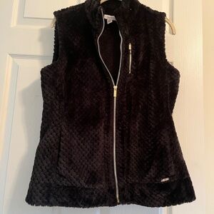 Calvin Klein black small polyester faux fur vest